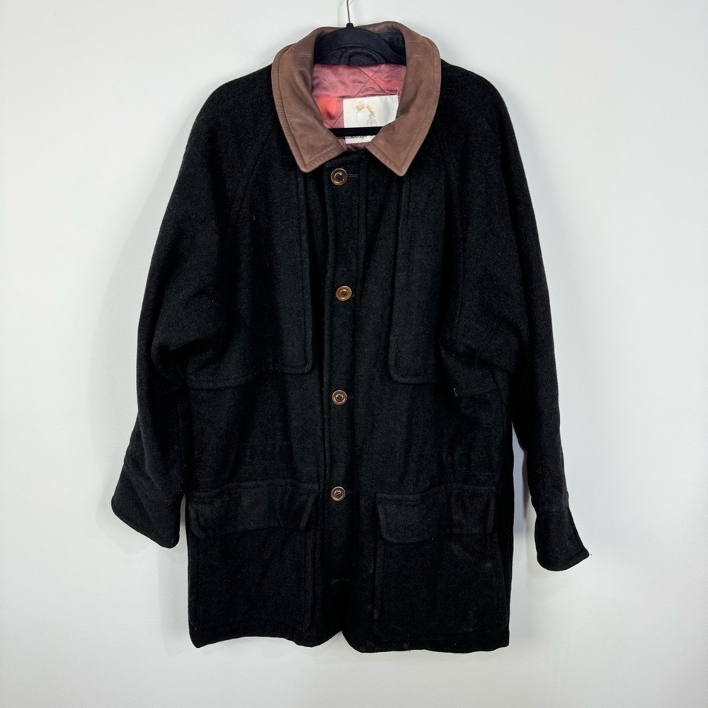 London Fog Wool Black Pea Coat Winter Warm Vintage y2k